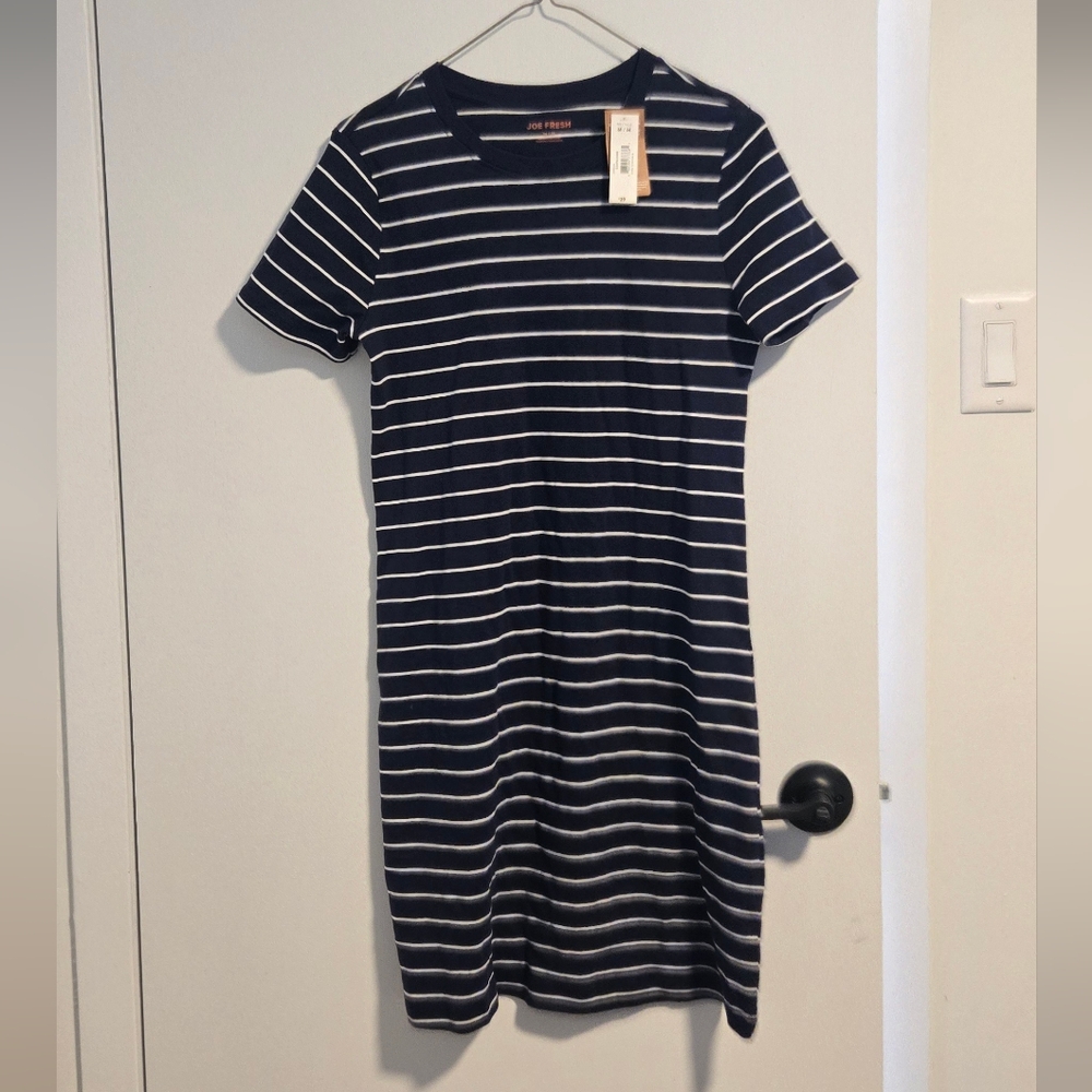 NWT Joe Fresh Navy Striped Mini Tshirt Dress